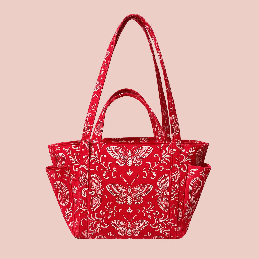 Handmade mini tote bag in Sakura Tinea fabric – UK made