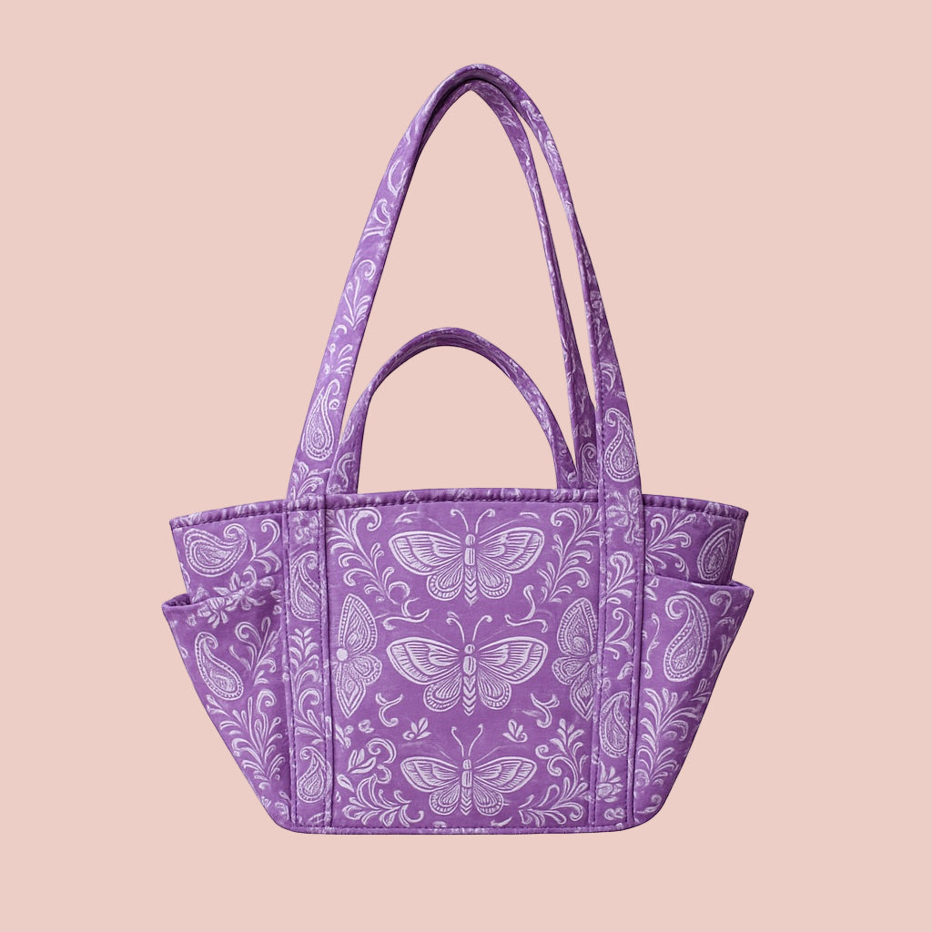 Handmade mini tote bag in Sakura Tinea fabric - UK made