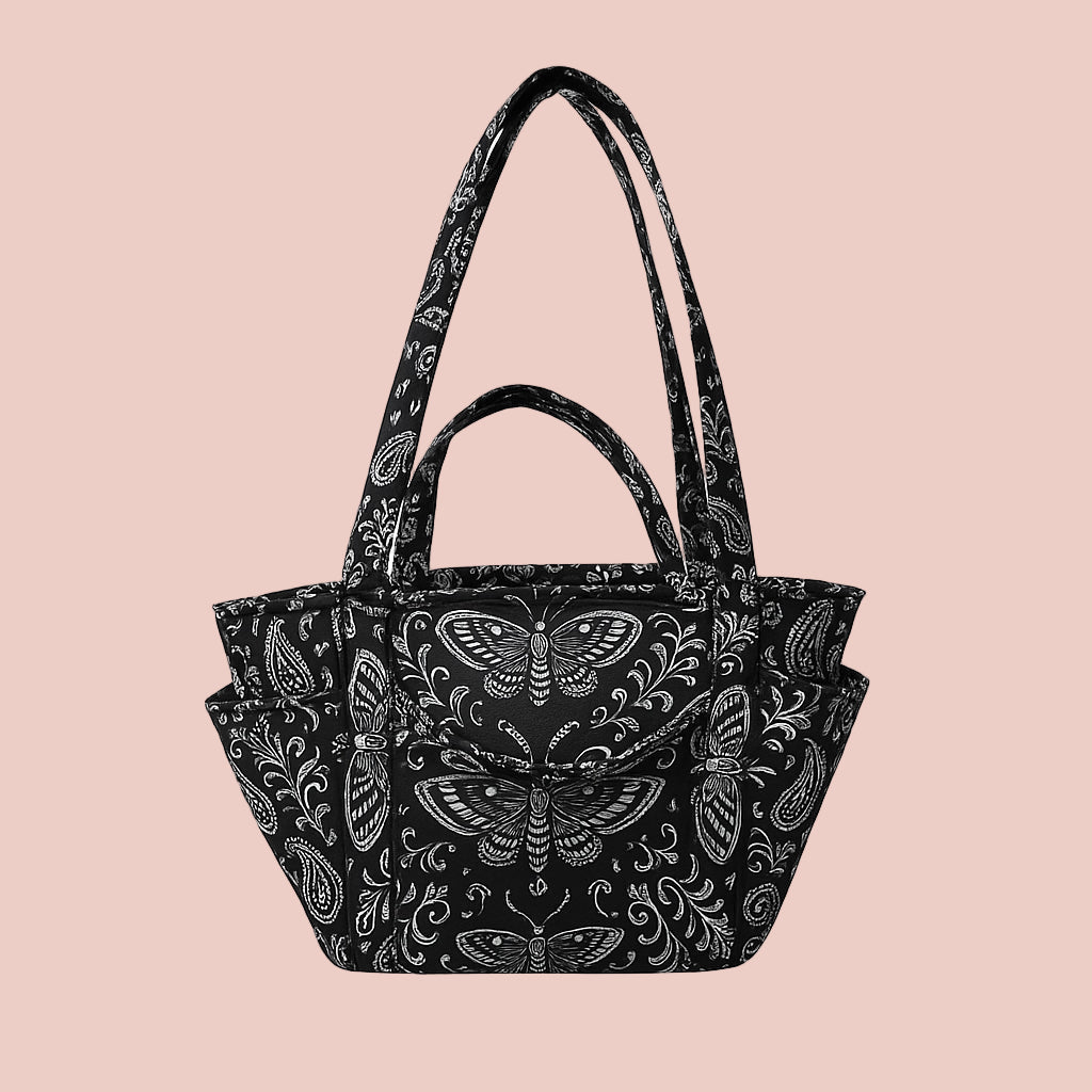 Handmade mini tote bag in Sakura Tinea fabric – UK made